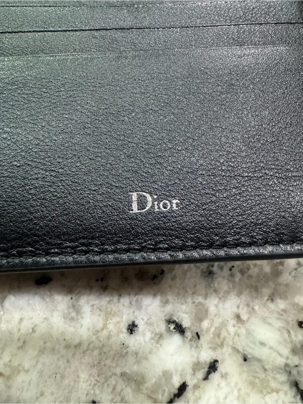 Rare Christian Dior Atelier Black Pebbled Leather Bi-Fold Wallet
